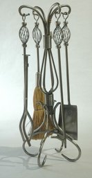 Metal Pewter Color Tone Birdcage Style Fireplace Toolset * Unused - Retails $196