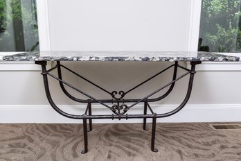 Pierce Martin Forged Iron Marble Top Table With Exchangeable Glass Top (RETAIL $3,700)