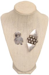 Sterling Silver Tribal And Modernist Brooches