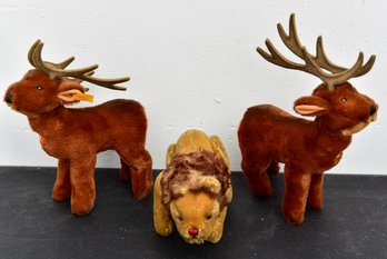 Pair Of Steiff Reindeer And Lion