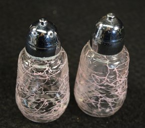 MCM Hazel Atlas Pink Drizzle Splatter Ware Salt And Pepper Shakers