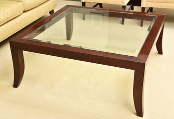 A. Rudin Westwood Walnut Coffee Table With Beveled Glass Top (RETAIL $4,775)