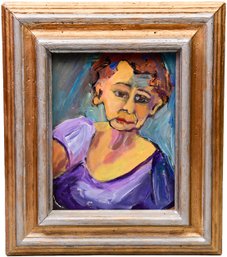 Oil On Board Painting Of An Old Lady