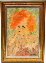 Signed Rappaport Oil On Board Painting Of A Woman With Orange Hair