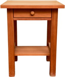 Rustic Chestnut Finish One Drawer Wooden End Table
