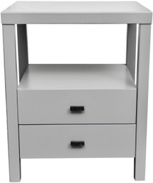 East At Main Westwood Gray Modern Solid Wood Two Drawer Nightstand With Shelf