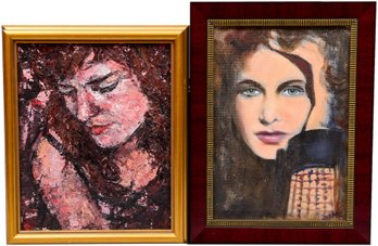 Marzipan By Erin Hefron Mixed Media And Signed MG Oil On Board Portrait Of A Woman