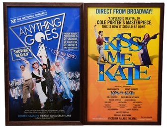 Pair Of Framed Broadway Musical Advertising Posters 'Kiss Me Kate' And 'Anything Goes'