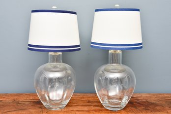Pair Of Simon Pearce Shelburne Glass Lamp Table Lamps