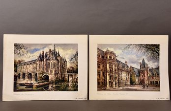Pair Of Lutece Edition Paris Chateau Prints Dated 1981