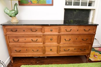 Marble Top Nine Drawer Wood Dresser