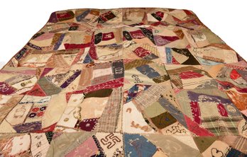 Antique Circa 1885 Embroidered Crazy Quilt From Maine (Retail $1,935, See Receipt)
