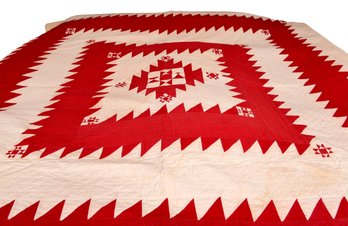 Antique Red And White Delectable Mtn. Quilt