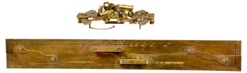 Antique Kelvin Hughes 24' Brass Parallel Ruler Nautical Navigation Tool And Stanley London Solid Brass Sextant