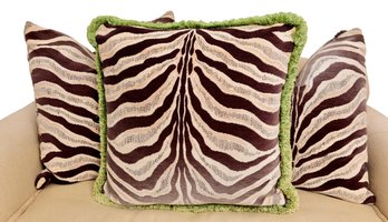 Set Of Three Zebra Print Throw Pillows