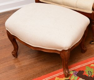 Upholstered Carved Mahogany Ottoman