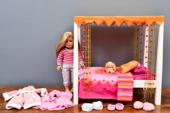 American Girl Doll Julie With Canopy Bed And Accessories