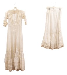 Antique 19th Century Wedding Dress And Petticoat