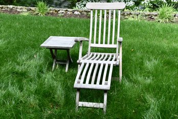 Konteaki Plantation Teak Outdoor Lounge Chair And Matching Side Table