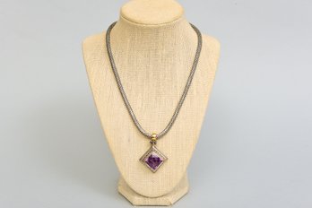 Michael Dawkins Sterling Silver Necklace With Amethyst Pendant