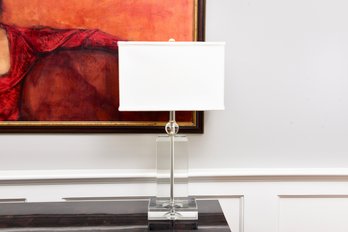 Heavy Solid Crystal Glass Block Table Lamp