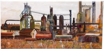 Original Mel Grunau Oil On Canvas Painting Titled 'Steelyard Memories'