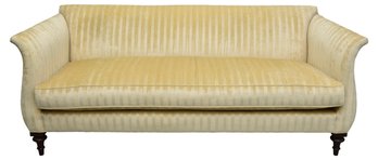 Stickley Hickory Chair Elinor Velvet One Cushion Sofa With Dark Walnut Legs
