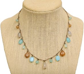 Sterling Silver Necklace With Multi Semi-Precious Gemstones