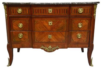 Spectacular 18th Century Louis XV Satinwood Ebonized Marquetry Walnut Marble Top Commode (RETAIL $4,495)