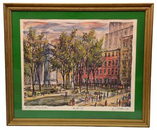 Signed J.M. Gallais '1964 Watercolor Painting Titled 'Art Show In Washington Square-New York City'