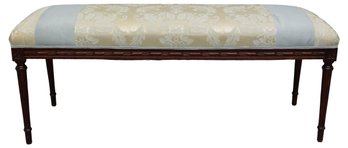 Beautifully Upholstered Carved Wood Bench