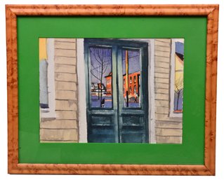 Signed M. (Michael) Patterson (b. 1953) Watercolor Painting Of A Doorway Into A House Dated '89