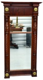 Antique Federal Brass-mounted Crouch Mahogany Pier Mirror