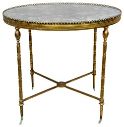 Gilded Oval Side Table With Pierced Scalloped Eglomise Mirrored Top