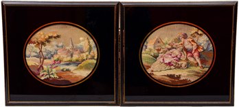 Pair Of Miniature Needlepoint Tapestry Wall Art