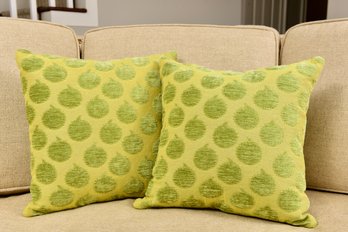 Pair Of Bright Green Throw Pillows