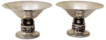 Pair Of Signed Sterling Silver Footed Bowls