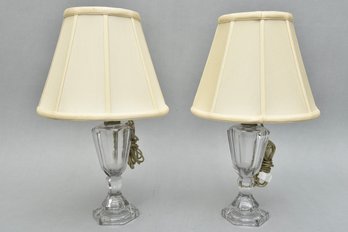 Pair Of Traditional Urn Form Glass Table Lamps