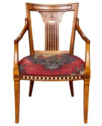 Carved Wood Tapestry Fauteuil Arm Chair