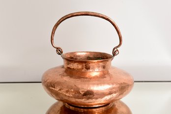 Vintage Hammered Copper Handled Pot