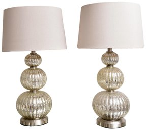 Pair Of Mercury Stacked Glass Sphere Table Lamps