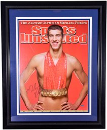 Signed Michael Phelps 8 Gold Medal Sports Illustrated Cover Poster With COA