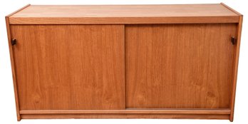 Mid-Century Teak Wood Sliding Door Sideboard Cabinet