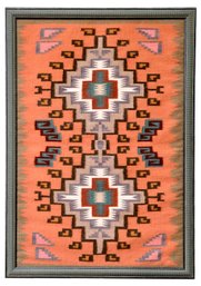 Authentic Framed Hand Woven Burnt Water Navajo Rug By Anita Wilson (RETAIL $750)