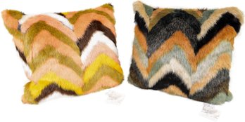 NEW! Pair Of Valencia Home Faux Fur Decorative Pillows