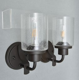 Pair Of Quoizel Contemporary Wall Sconces With Hand Blown Glass Shades