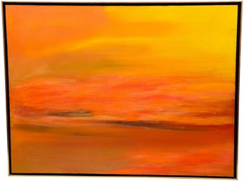 Unsigned Oil On Canvas Painting Of A Sunset