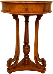 Carved Burl Wood Empire Style Accent Table