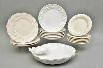 Set Of Six Dinner Plates, Set Of Six Eurosecla Plates, Set Of Three Bordalle Planeire Plate, Chip And Dip Bowl