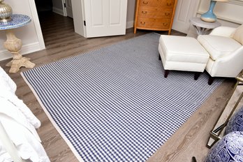 Hand Loomed Blue And White Area Rug